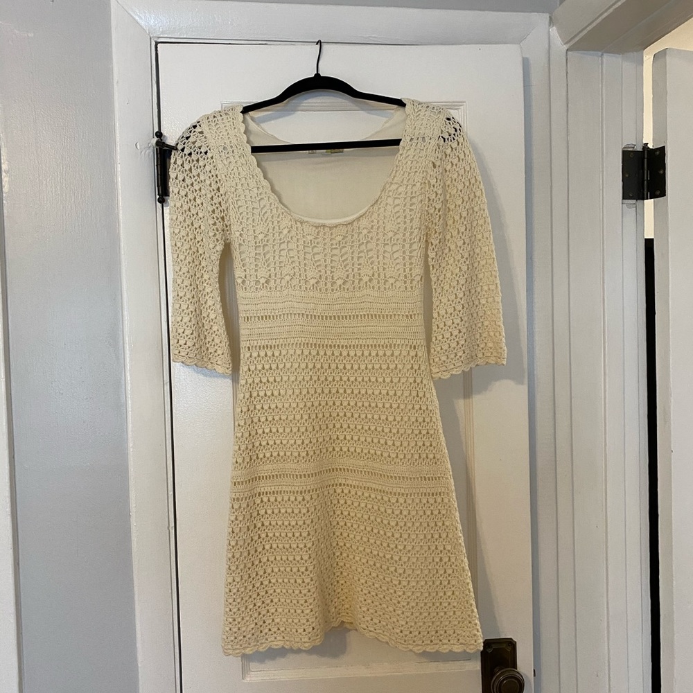 White crochet mini dress